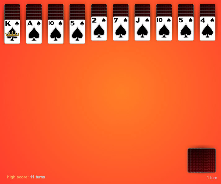 1 Suit Spider Solitaire 1.0 Screenshot