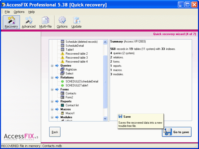 AccessFIX Database Recovery 5.90 Screenshot