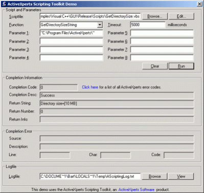 ActiveXperts Scripting Component 2.1 Screenshot