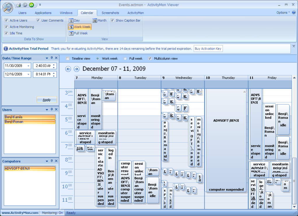 ActivityMon Corporate/Server/Auditor 1.5.0.103 Screenshot