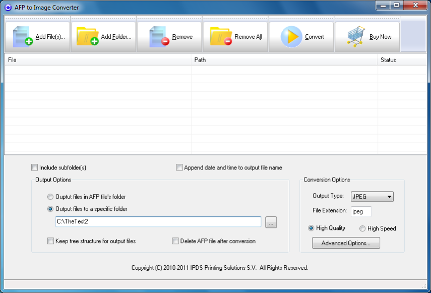 AFP to Image Converter 3.02 Screenshot
