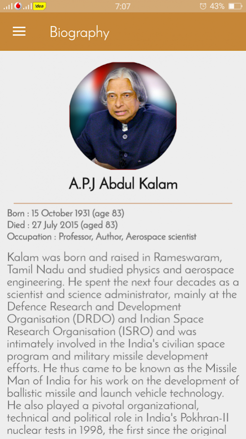 APJ Abdul Kalam Quotes &Saying 5.0 Screenshot