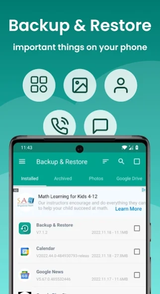 Backup and Restore - APP 7.7.2 Screenshot