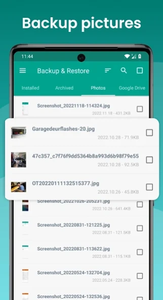 Backup and Restore - APP 7.7.2 Screenshot