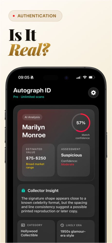 Autograph Identifier: AI Value 2.1 Screenshot