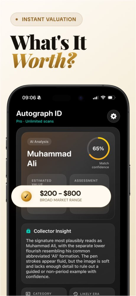 Autograph Identifier: AI Value 2.1 Screenshot