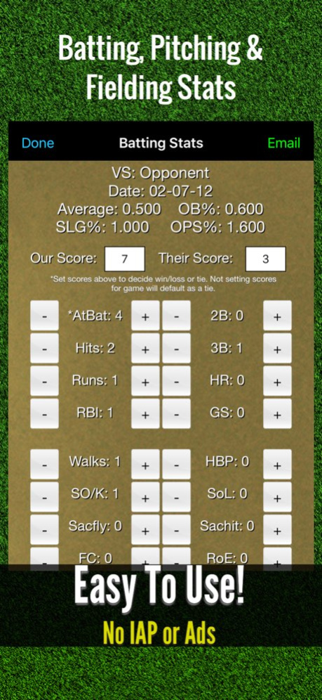 Baseball Stats Tracker Touch 2.0 Screenshot