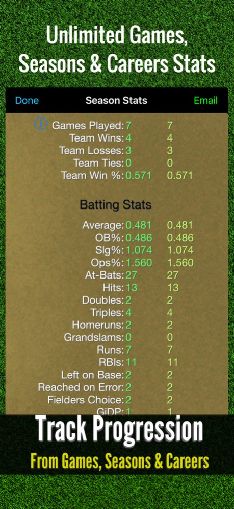 Baseball Stats Tracker Touch 2.0 Screenshot