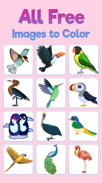 Birds Pixel Art Coloring Book 4.2 Screenshot