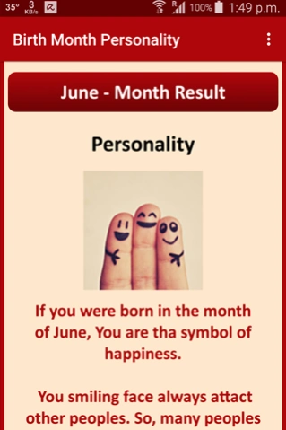 Birth Month Personality 1.1 Screenshot