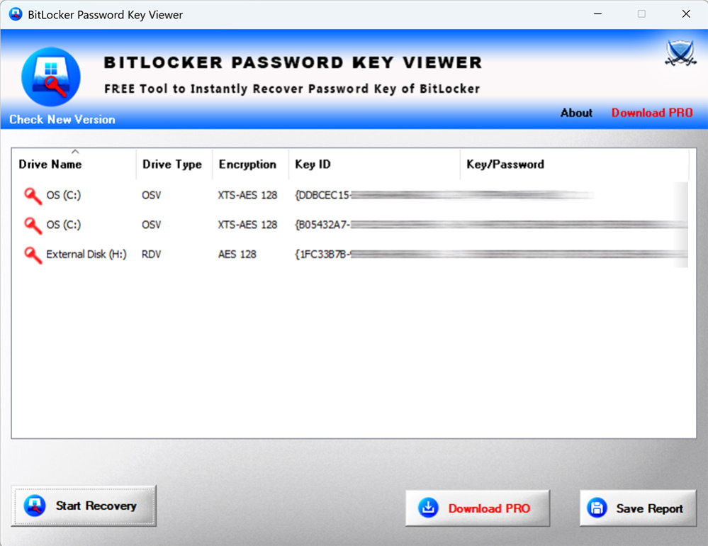 BitLocker Password Key Viewer 1.0 Screenshot