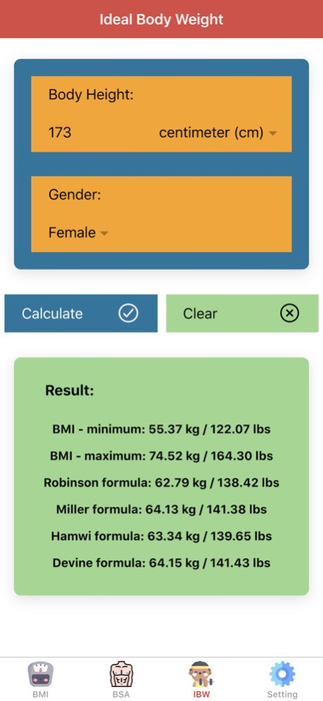 Body Calculator Pro 3.2 Screenshot