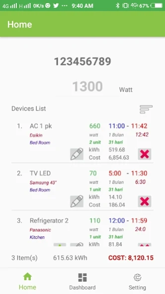 Electric Cost Control  Screenshot