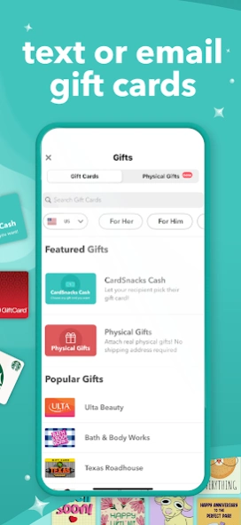 CardSnacks: ecards, gift cards 20261001 Screenshot
