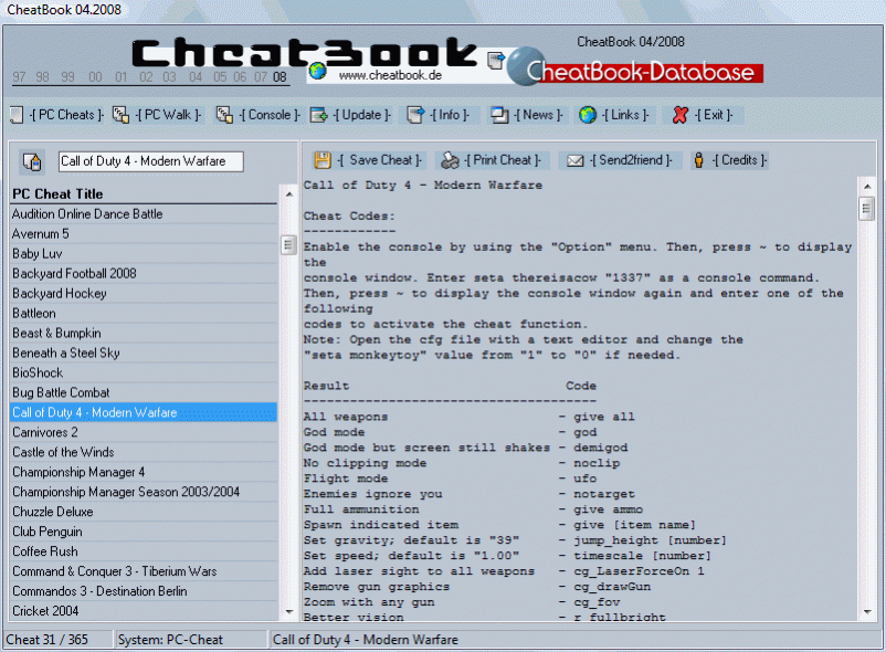 CheatBook Issue 04/2008 04-2008 Screenshot