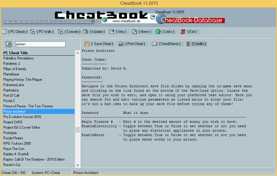 CheatBook Issue 11/2015 11-2015 Screenshot