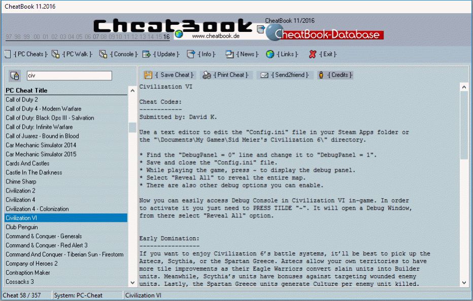 CheatBook Issue 11/2016 11-2016 Screenshot