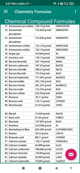 Chemistry Compound Formulas  Screenshot