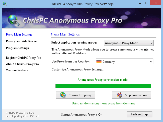ChrisPC Anonymous Proxy Pro 9.26.0419 Screenshot