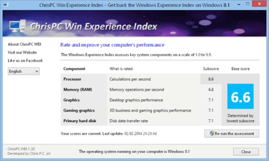 ChrisPC Win Experience Index 7.26.0715 Screenshot