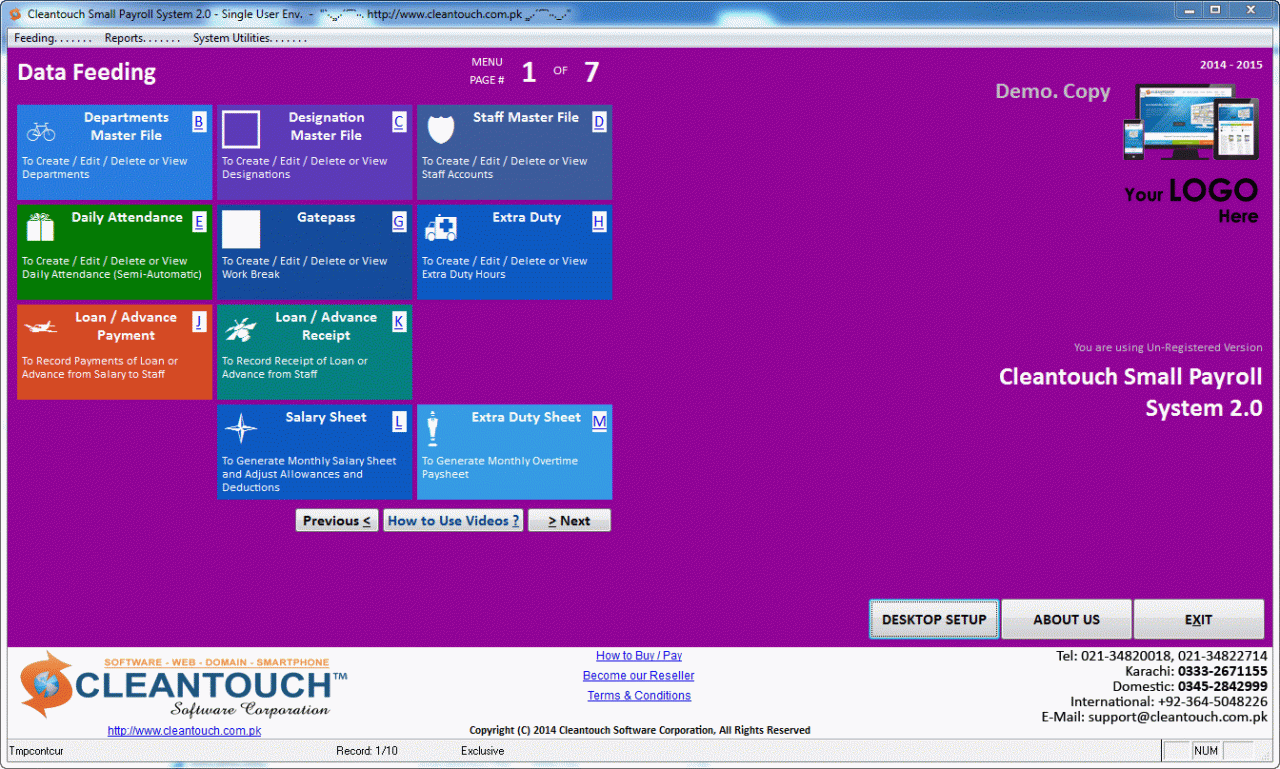 Cleantouch Small Payroll System Ver 2.0 2.0 Screenshot