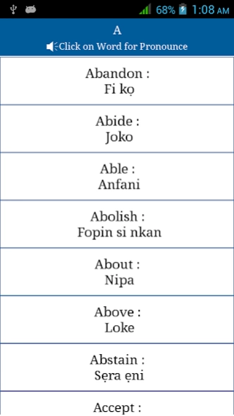 Common Words English to Yoruba 1.9 Screenshot