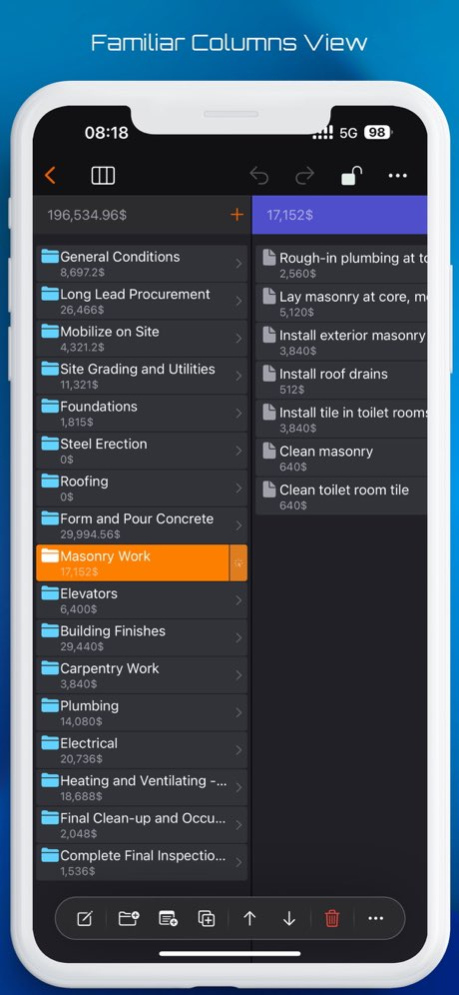 CostX - Work & Cost Estimate 5.5 Screenshot