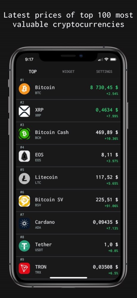 Cryptocurrency Exchange Rates 2.7.1 Screenshot