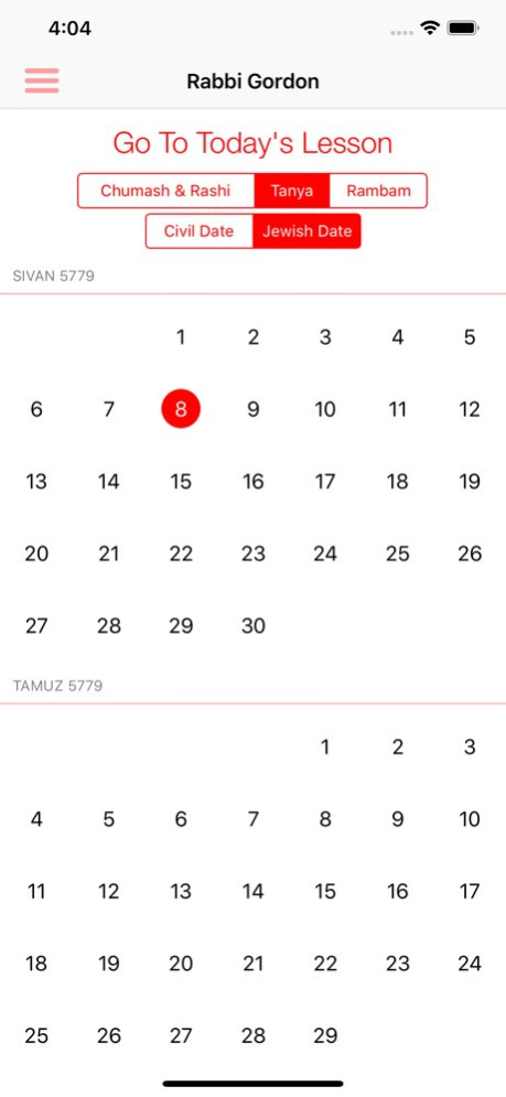 Daily Classes — Rabbi Gordon 1.1.2 Screenshot
