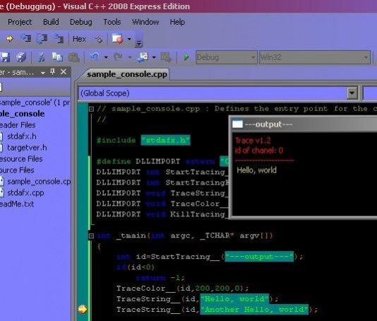 Debug Trace under win  Screenshot
