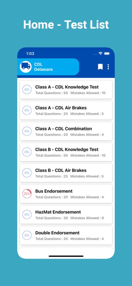 Delaware CDL Prep Test 1.3 Screenshot