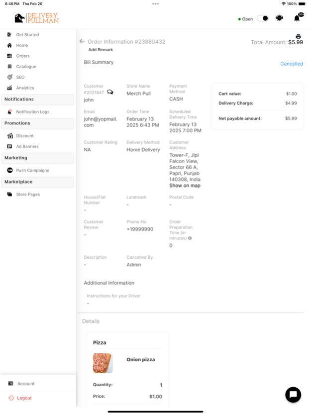 Delivery Pullman Business 1.3 Screenshot