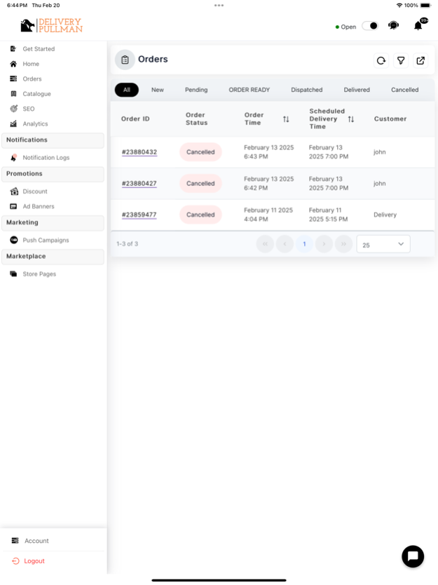 Delivery Pullman Business 1.3 Screenshot