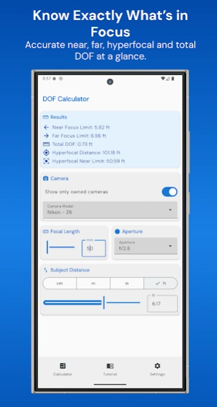 DOF Calculator PRO  Screenshot