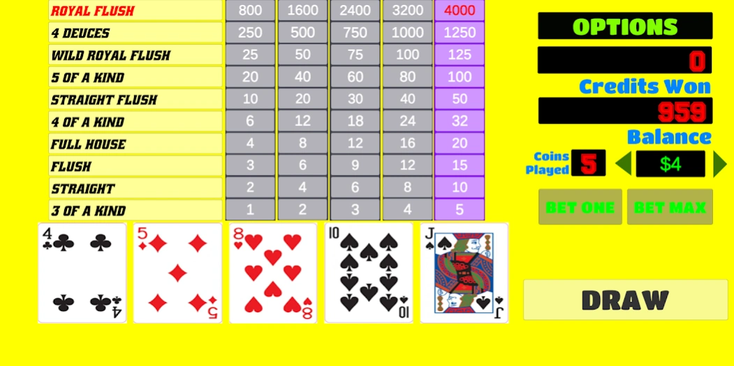 Deuces Wild - Video Poker 3.8 Screenshot