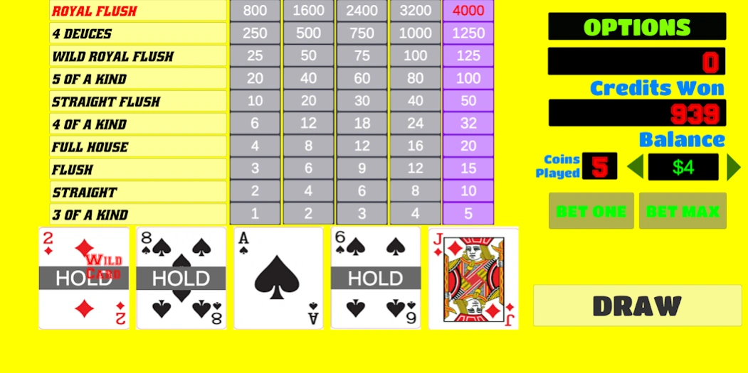 Deuces Wild - Video Poker 3.8 Screenshot