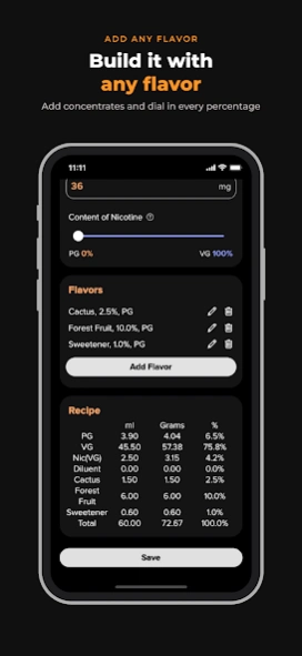 DIY E-Liquid Calculator: Vape 1.2.2 Screenshot