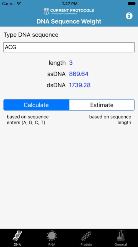 DNA/RNA/Protein and General Mol. Weight Calculator 2.0.0 Screenshot