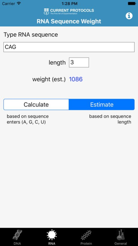 DNA/RNA/Protein and General Mol. Weight Calculator 2.0.0 Screenshot