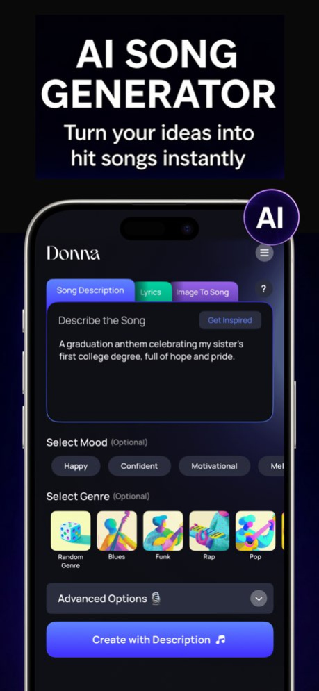 Donna AI Song & Music Maker 1.0.100 Screenshot