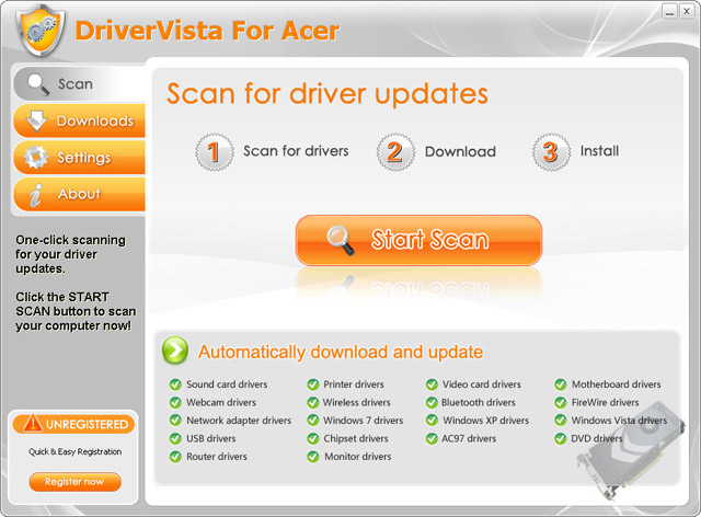 DriverVista For Acer 7.6 Screenshot