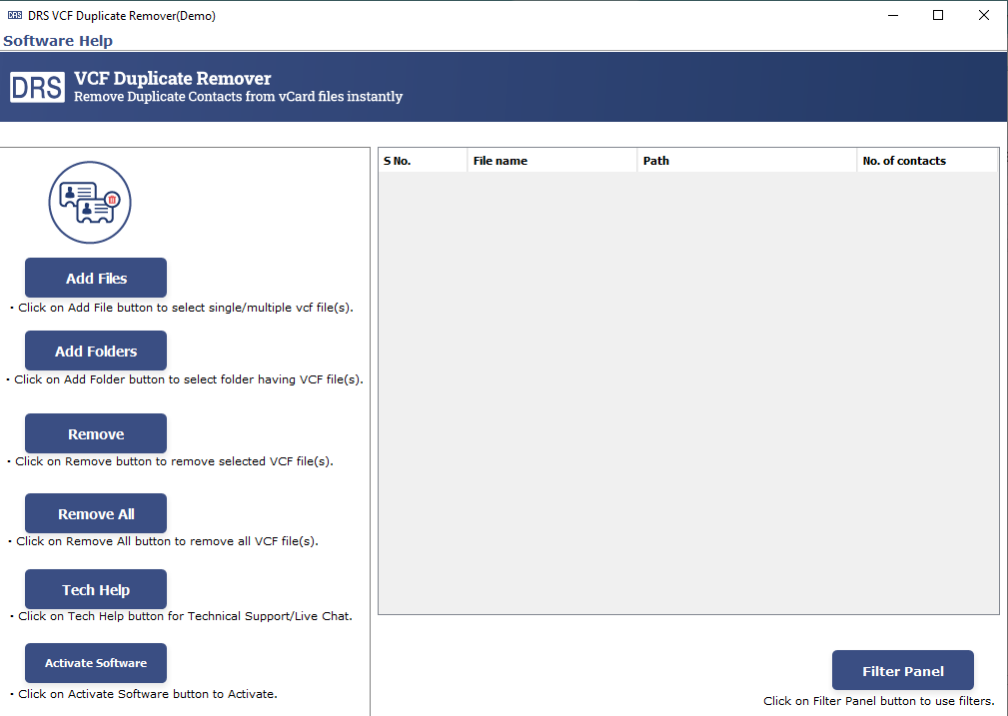 DRS vCard Duplicate Remover 23.8 Screenshot