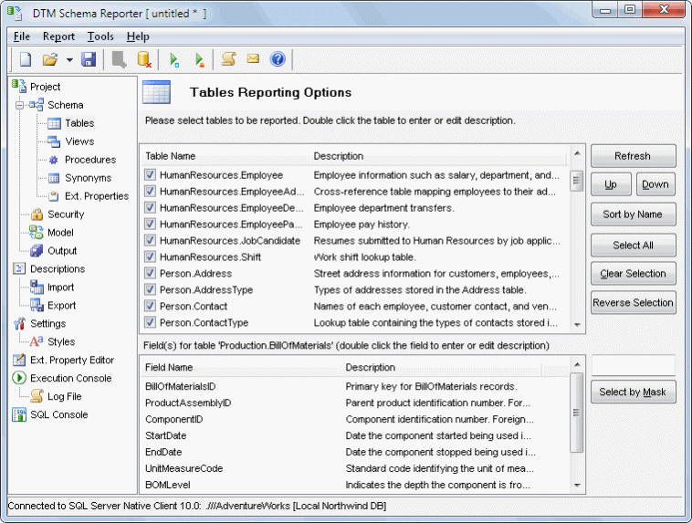 DTM Schema Reporter 1.29.21 Screenshot