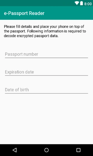 e-Passport NFC reader  Screenshot