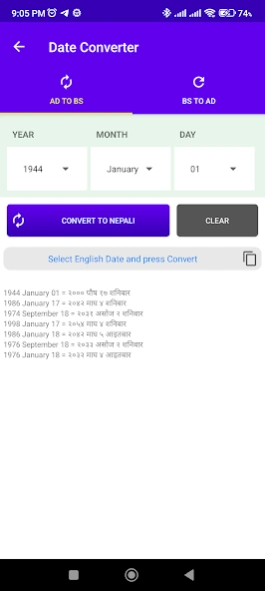 English Nepali Date Converter  Screenshot
