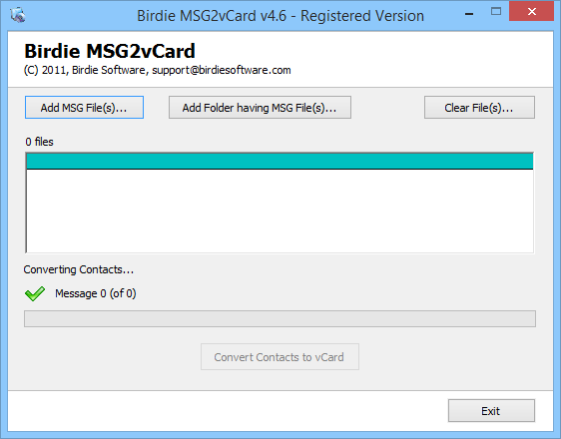Export MSG Contacts to vCard 5.2 Screenshot