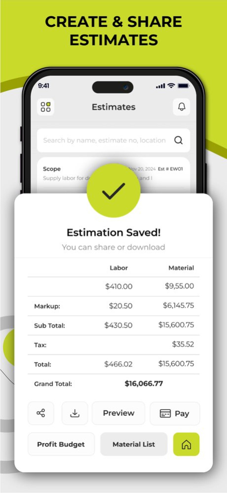EZEstimater 1.0.0 Screenshot