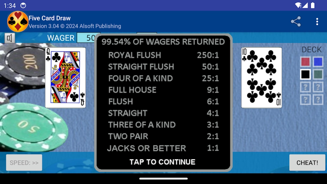 Five Card Draw Poker 3.24 Screenshot