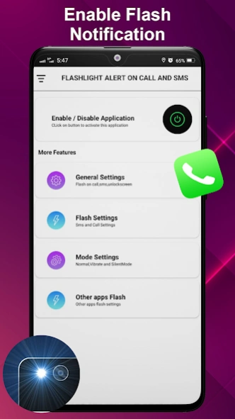 Flash Alert on Call and SMS  Screenshot