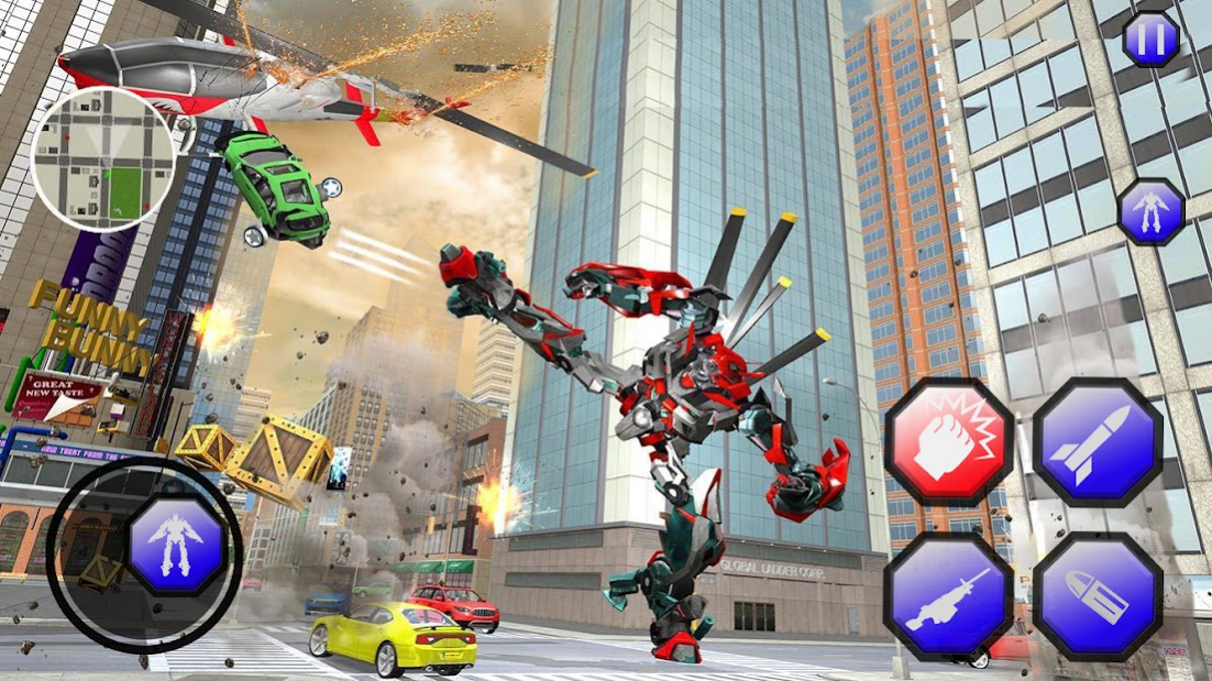Flying Helicopter Robot Car Transform Robot Games 1.3 Screenshot